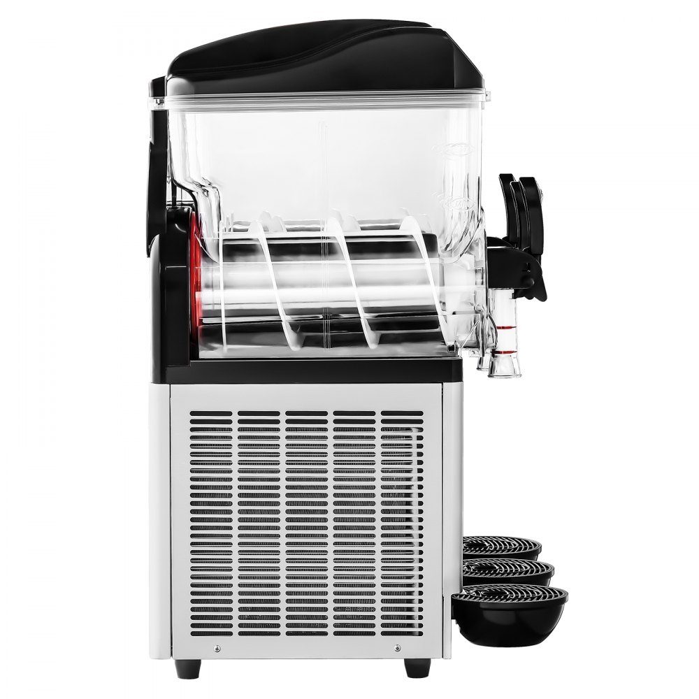 Commercial Slush Ice Machine 45L Slushie Maker with 3 Tanks, Stainless Steel Crushed Ice Machine for 180 Cups Margarita and Smoothies, Ice Slush Machine for Home Catering Cafe Bars