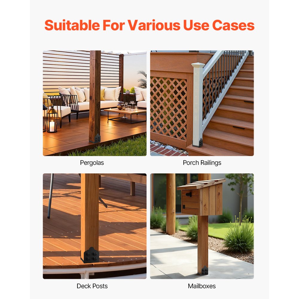Support de poteau, 2 pièces, dimensions intérieures 200x190 mm pour poteaux 203,2x190/190x190 mm, manchon à visser en acier au carbone, idéal pour support de garde-corps de terrasse de tonnelle, plaque de base de pont, noir Support de poteau, 2 pièces, dimensions intérieures 200x190 mm pour poteaux 203,2x190/190x190 mm, manchon à visser en acier au carbone, idéal pour support de garde-corps de terrasse de tonnelle, plaque de base de pont, noir