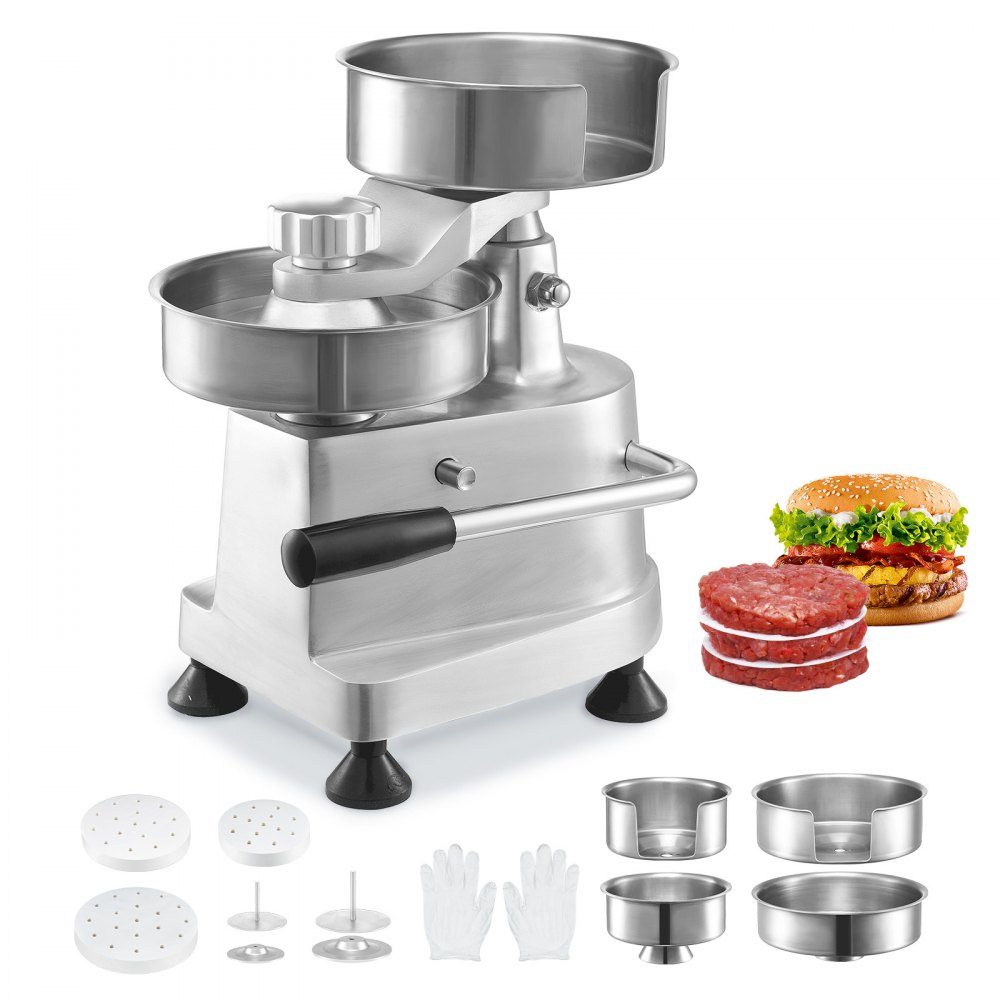 Kommerzielle Burgerpresse – Hamburger-Patty-Maker 10/13/15 cm, mit 3 Packungen Burgerpapier, professionelle Hamburgerpresse aus Edelstahl, perfekt zum Kochen von Burger-Patties und Grillzubehör