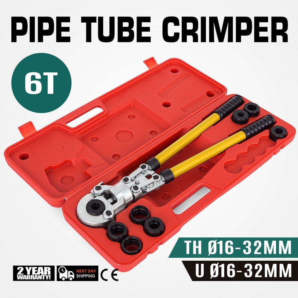 Presszange U16, U20, U25, U32, TH16, TH20, TH26, TH32 mm, Crimpzange, Presszange 6 T Druckkraft, Rohrpresszange mit 360° drehbarem Kopf und ergonomischem Griff, Rohrpresszange, tragbar Ø16-32 m