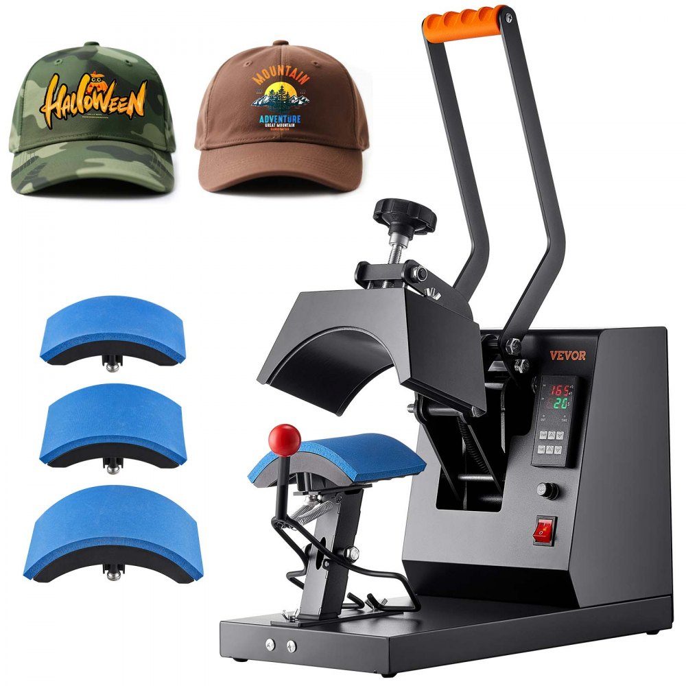 Hat Heat Press, 4 in 1 Cap Heat Press, 6 x 3 Inch Folding Cup Sublimation Transfer, LCD Digital Timer Temperature Control with 4 Curved Heating Elements (6 x 3/6.7 x 2.7/6.7 x 2.7 x 2.7 cm)