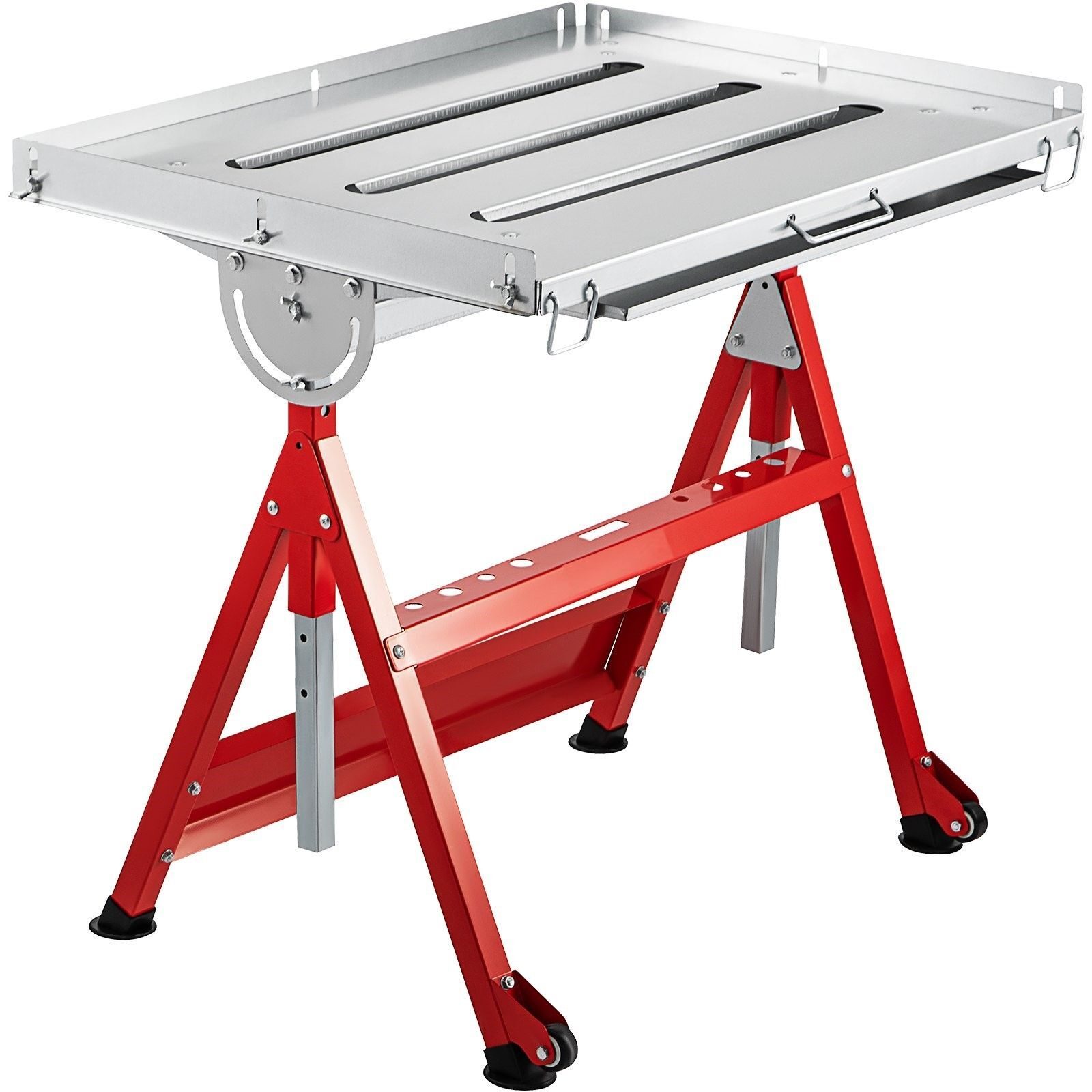 Table d'atelier table de soudage pliable avec inclinaison infinie jusqu'à 90° Etabli en acier au carbone avec plaque d'acier mobile chargeable jusqu'à 180 kg
