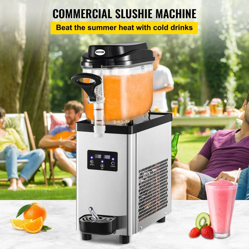 Commerciële Slushy Machine 6L Cups Single Bowl Slush Ice Cream Maker 300W 220V Roestvrij staal Margarita Smoothie Vriezer Drankmaker Slushie Machine voor supermarkten, cafés, restaurants, bars