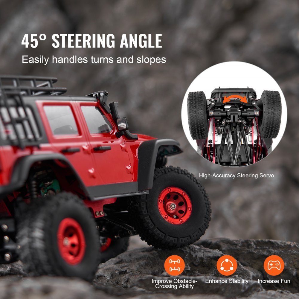 Remote control car, 1:24 scale RC car, all-terrain 4x4 off-road vehicle with full lighting and 2 rechargeable batteries, 2-speed hobby racing car as a gift for children aged 14 and over