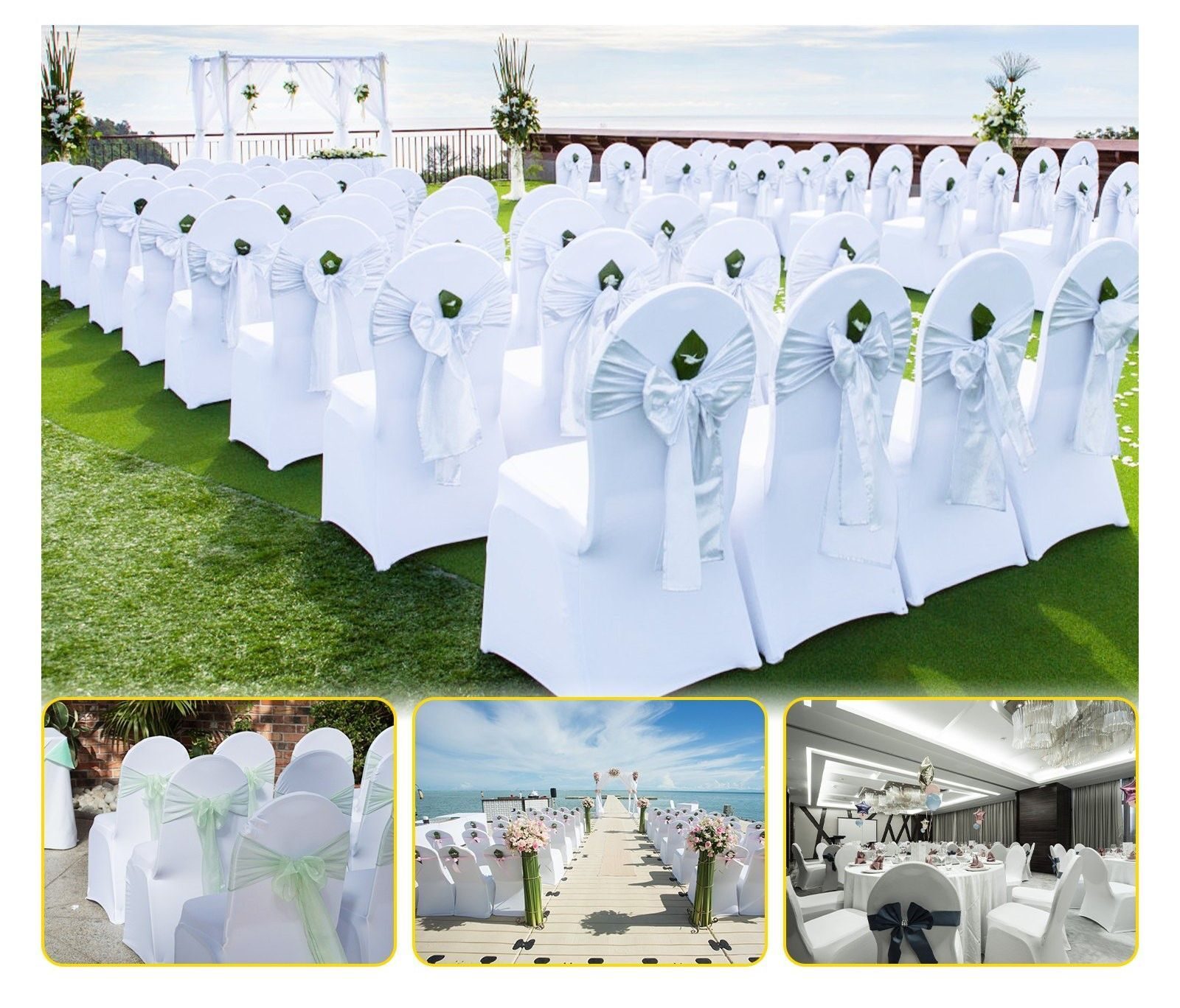 50x Universal Premium White Elegant Chair Covers Set Chair Covers Stretch Chair Covers Chair Protection Wedding Wedding Party Event