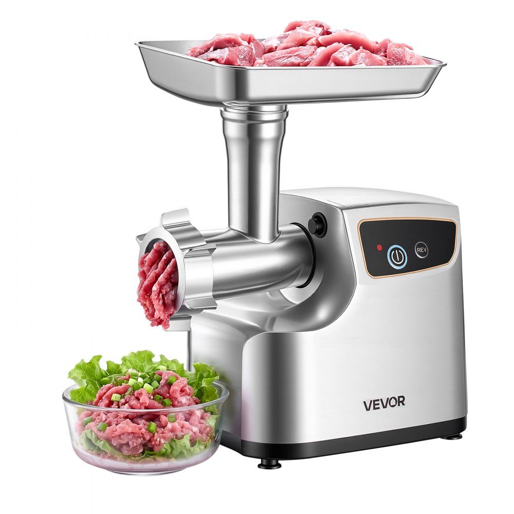 Fleischwolf, 2,3 kg/min Kapazität, elektrischer Fleischwolf #8 mit 3 Lochscheiben, 3 Wurstfüllrohren & Kubbe-Set, 700 W 2-in1 Küchenmaschine für die heimische Küche