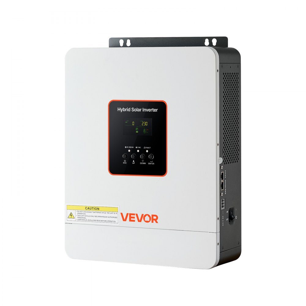 3000W hybrid inverter, 24V DC to 230V AC, with integrated 80A MPPT solar charge controller, compatible with lead-acid & lithium batteries, for home, RV & off-grid systems