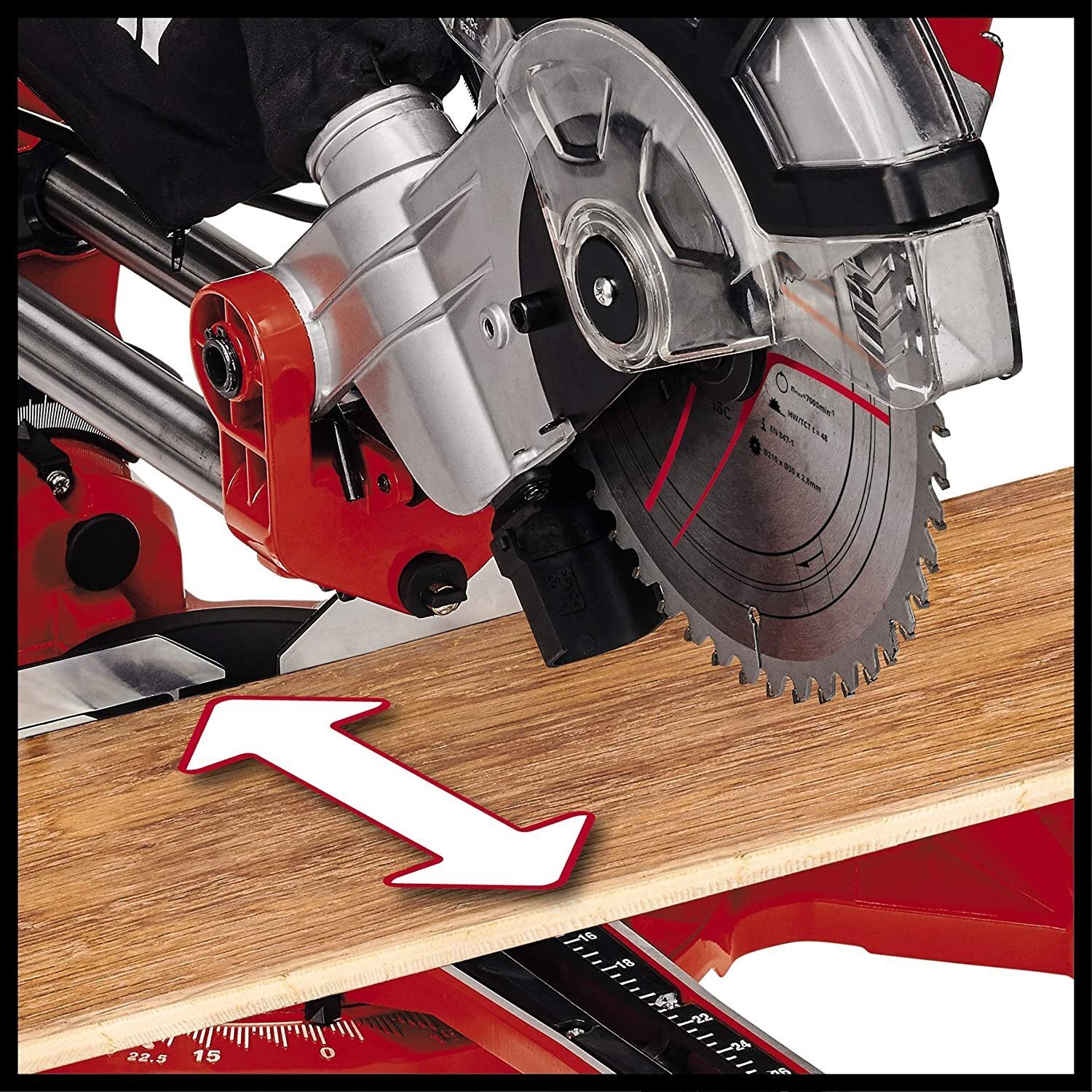Einhell Zug-Gehrungssäge TC-SM 2131/1 Dual (1.500 W, Ø210 x Ø30 mm Sägeblatt, 31 cm/21 cm Schnittbreite 90°/45°, Neuheit 2020, Zugfunktion, Klemmvorrichtung, inkl. Hartmetall-Sägeblatt)