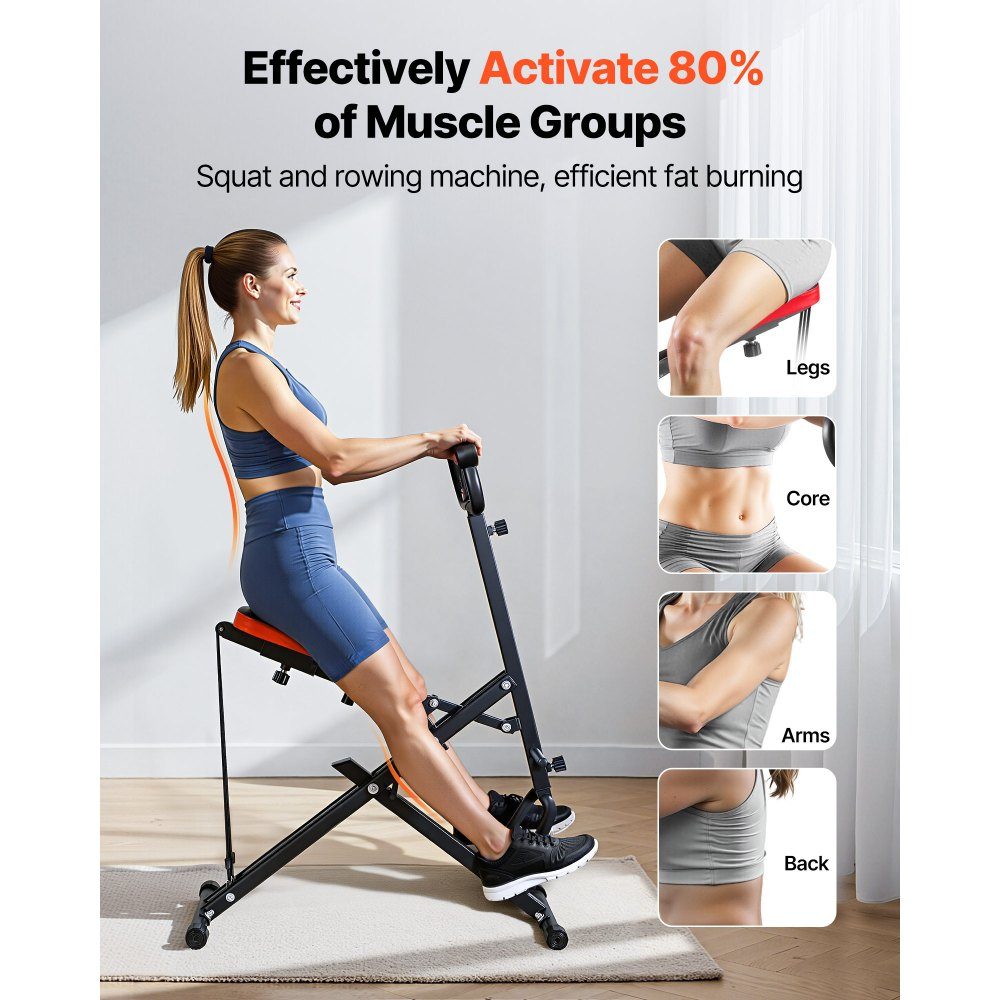 Squat Machine for Deep Squats, Folding Exerciser, Glute Trainer with 5 Level Adjustable Seat, Home Exercise Machine for Buttocks and Legs, Glute Machine Black