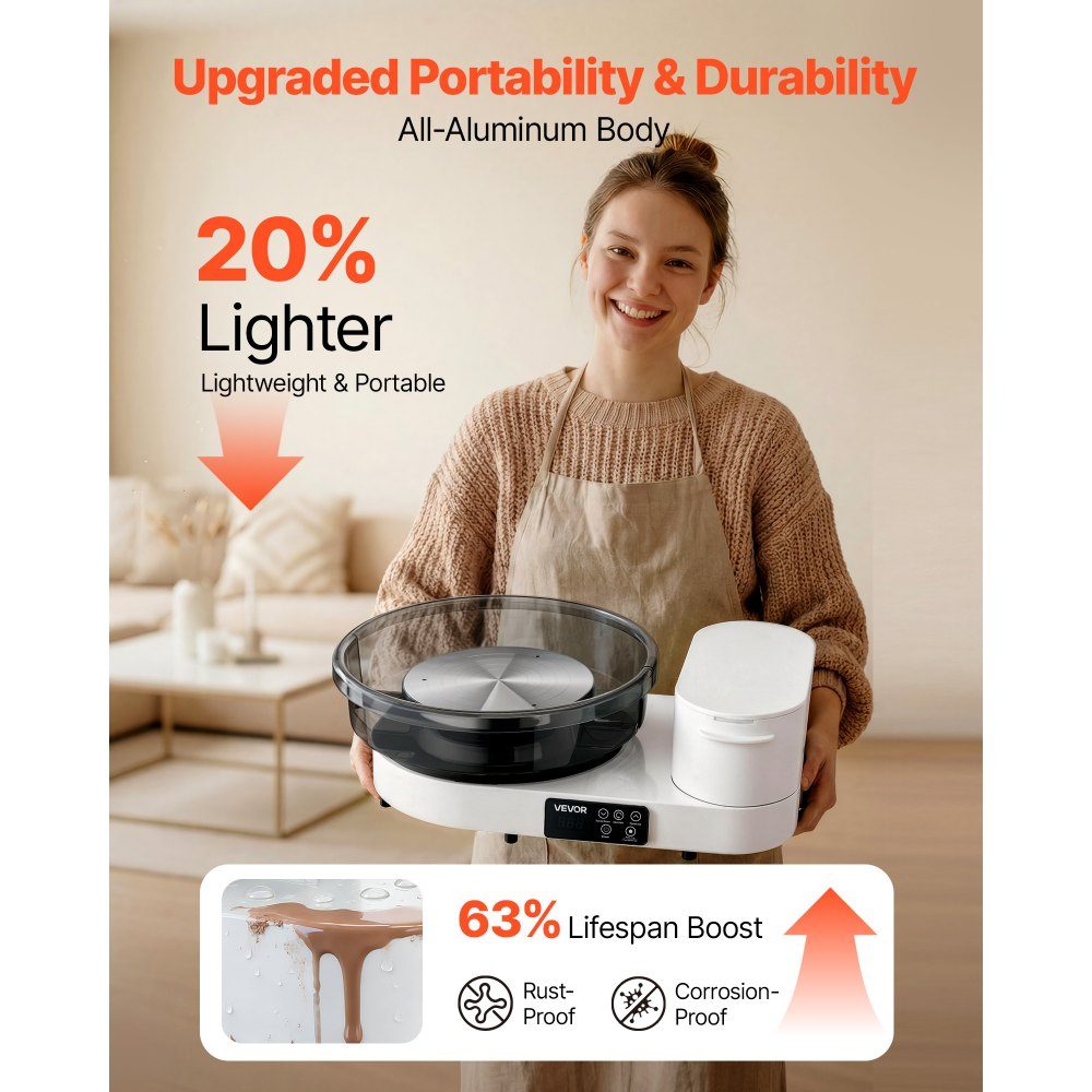 Electric Pottery Wheel 450W, Pottery Lathe 28cm/36cm Turntable, Pottery Machine with Foot Pedal and 30-300RPM Adjustable Speed ​​and Aluminum Housing, for Beginners DIY Clay Art