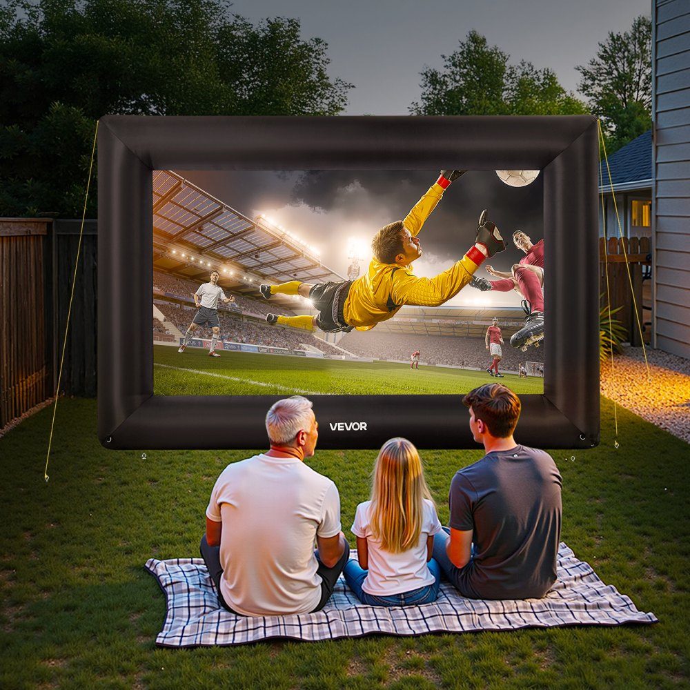 Inflatable Movie Screen, 600D Projector Screen, Projection Screen with Portable Storage Bag, 16:9 Movie Projection for Home Theater Theme Party, Pool Fun (409x160x272cm)