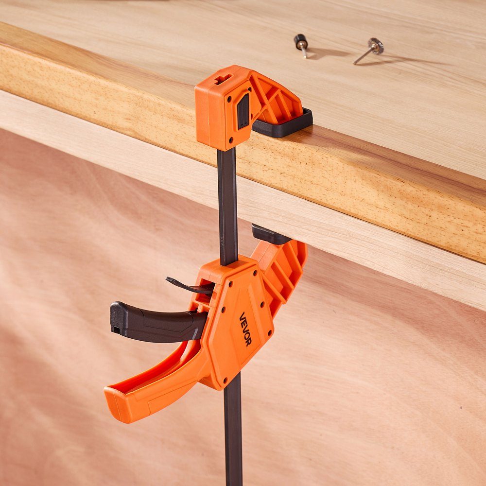 Woodworking Pole Clamps 2 Pack 12" Opening Quick Grip F Clamp with 300-lb-Belastungsgrenze 3.35" Depth Plastic and Carbon Steel Metalworking Orange + Black