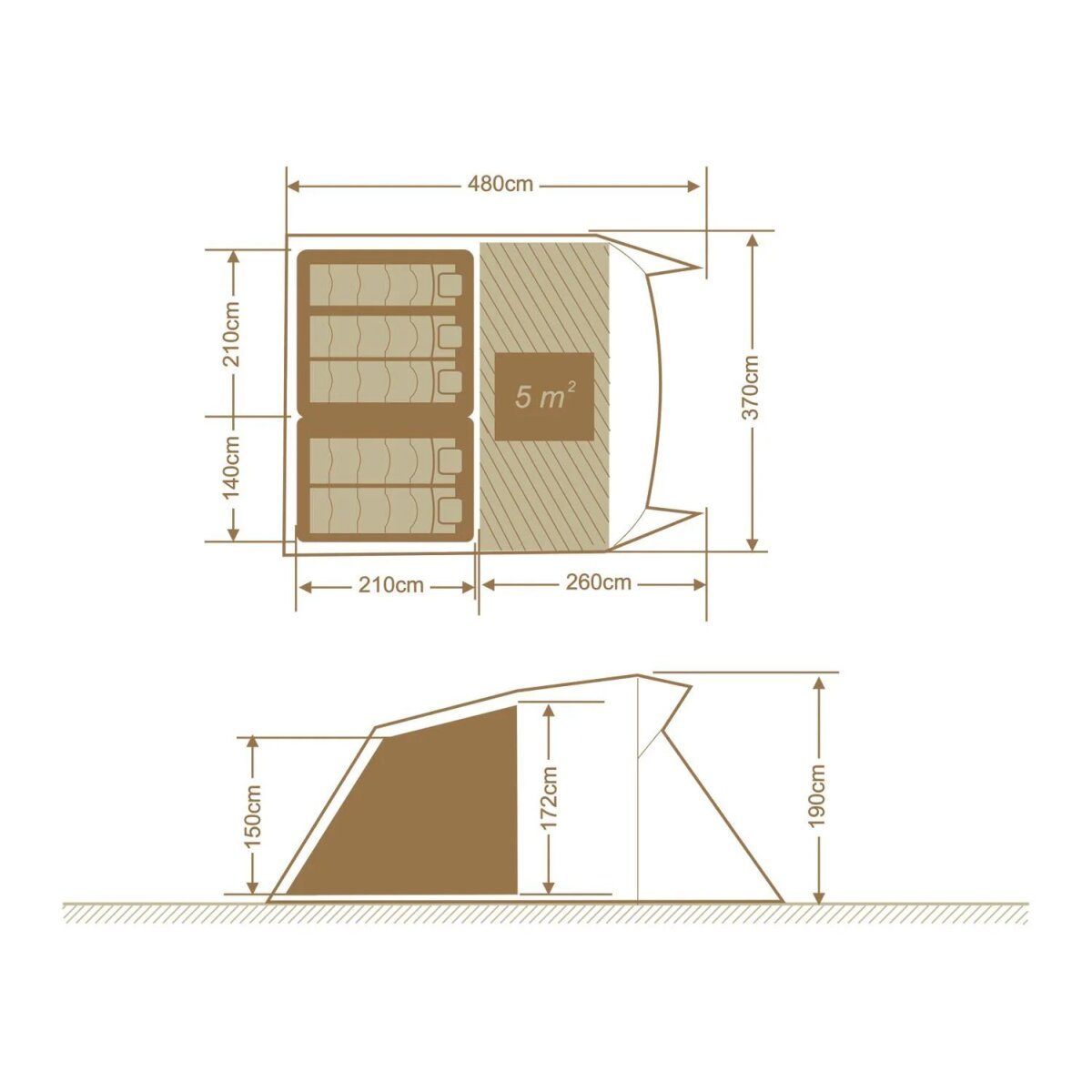CRIVIT 5-persoons tent “APOLLO Campingtent 5” met verduisterde slaapcabines