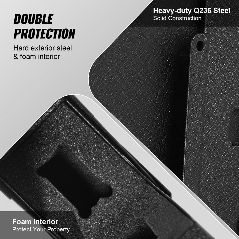 Gun Safe, Wall Mounted Gun Safe, 1 Gun, Gun Safe for Fingerprint, Key or Password, Cold Rolled Steel Gun Safe, 370 x 190 x 86mm, Gun Cabinet Wall Safe