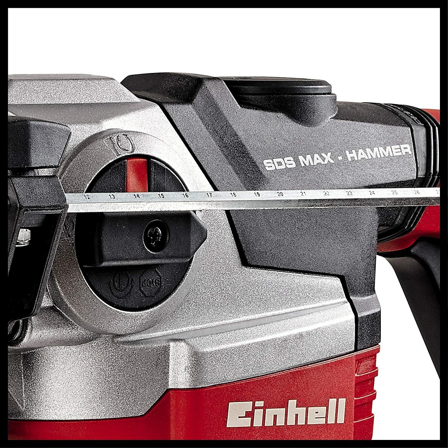 Einhell TE-RH 38 E hammer drill (1050 W, 9 J, drilling capacity Ø 38 mm, SDS-Max holder, metal depth stop, vibration damping with pressure display, case)