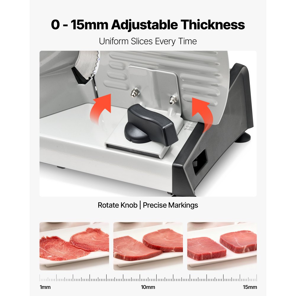 All-purpose slicer meat slicer 200W electric slicer with 19cm blade, meat slicer with 0-15mm adjustable thickness, for frozen meat ham prime steak All-purpose slicer meat slicer 200W electric slicer with 19cm blade, meat slicer with 0-15mm adjustable thickness, for frozen meat ham prime steak