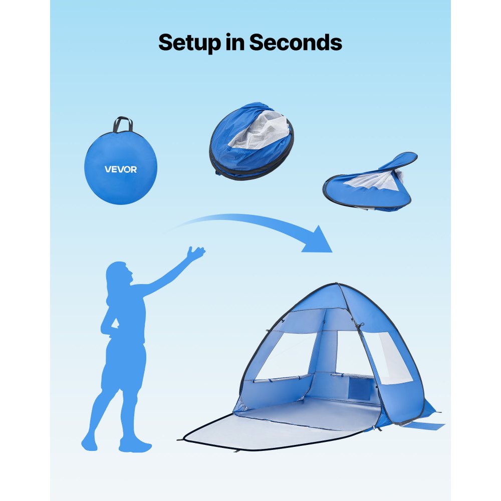 Strandtent Zonnescherm voor 2 personen, UPF 50+ bescherming, draagbare strandtent met draagtas en metalen palen, compacte strandparasol voor kamperen, vissen, picknick, zonnetent Strandtent Zonnescherm voor 2 personen, UPF 50+ bescherming, draagbare strandtent met draagtas en metalen palen, compacte strandparasol voor kamperen, vissen, picknick, zonnetent