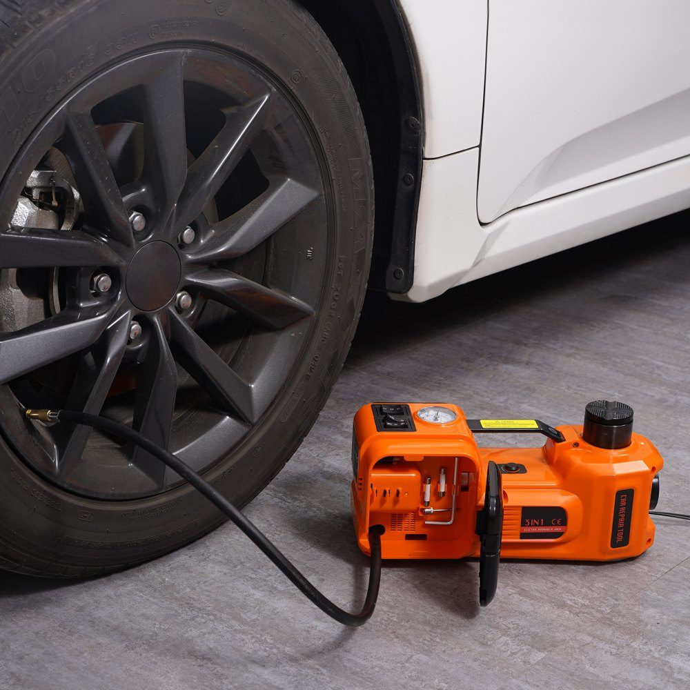 Elektro-Wagenheber 5 t, 180 W Elektro-Hydraulik-Wagenheber Hubbereich 155 bis 450 mm Hydraulik-Wagenheber für PKW und SUV inklusive Batterieclip sowie Werkzeugkasten und Stromkabel