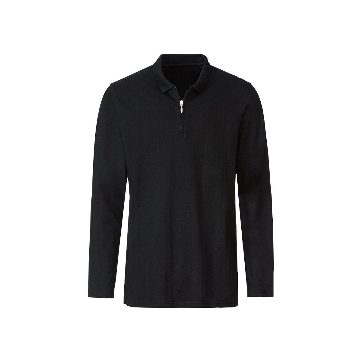 LIVERGY® Polo à manches longues en pur coton pour hommes (Noir, L (52/54))