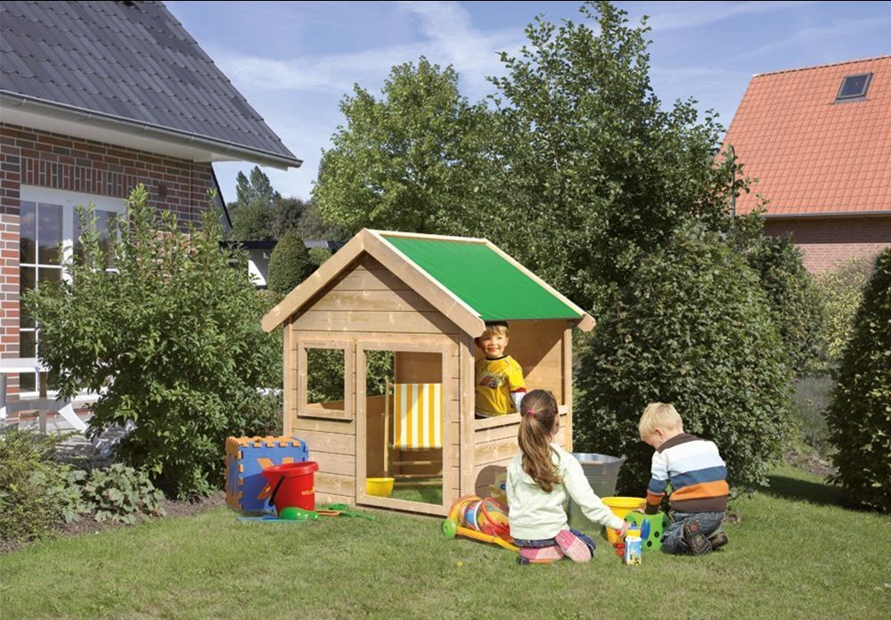 Kinderspielhaus Holzspielhaus Natur Komplettset