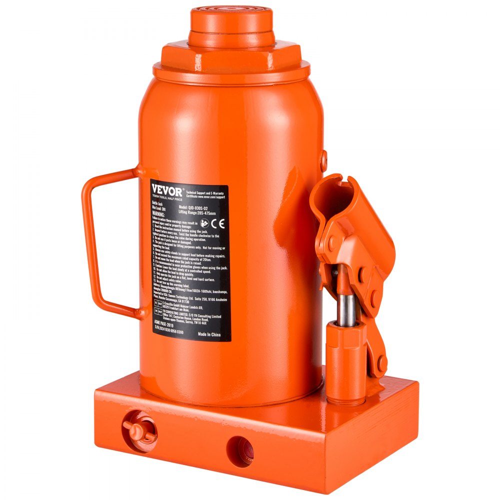 Podnośnik hydrauliczny 30T Stamp Jack Podnośnik do butelek z 285-475mm Zasięg podnoszenia i 3-częściowy długi uchwyt do samochodu typu pick-up Truck Samochód kempingowy Naprawa samochodów Inżynieria przemysłowa