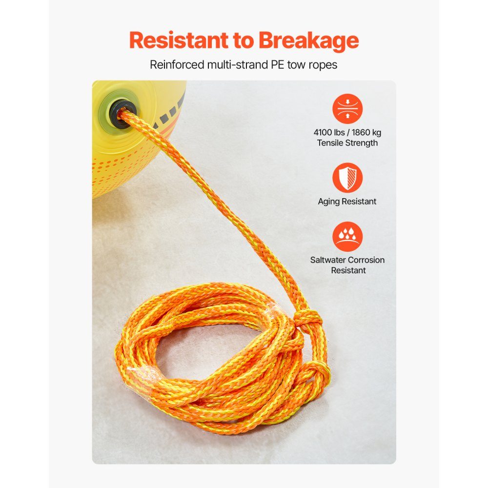 Booster Ball Towable Tube Rope Performance Ball, Thickened PVC Inflatable Balls for Boating and Water Sports - with High Tensile Strength Rope and Speed ​​Safety Valve