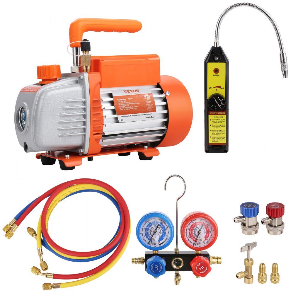 1/4 HP HVAC Vacuum Pump Pressure Gauge Kit, 4 CFM Vacuum Pump with Hose