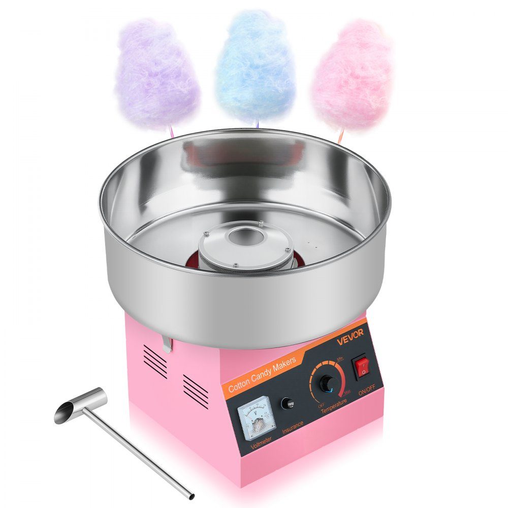 Machine à barbe à papa, machine à barbe à papa électrique 1000 W avec bol en acier inoxydable de 38 cm et cuillère à bonbons, fait de la barbe à papa pour les anniversaires à la maison, les réunions de famille, 3500 tr/min, rose – Réf. HT-23903