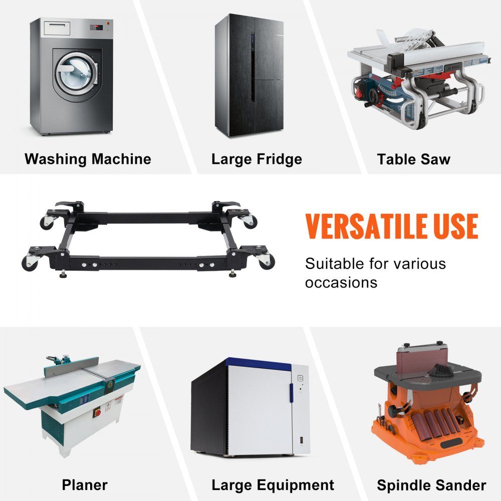 Mobile Base, 1500 lbs Capacity, Adjustable from 20" x 24.5" to 28" x 33.5", Heavy Duty Universal Mobile Base with 4 Caster Wheels, for Woodworking Equipment, Band Saws, Power Tools, Machinery