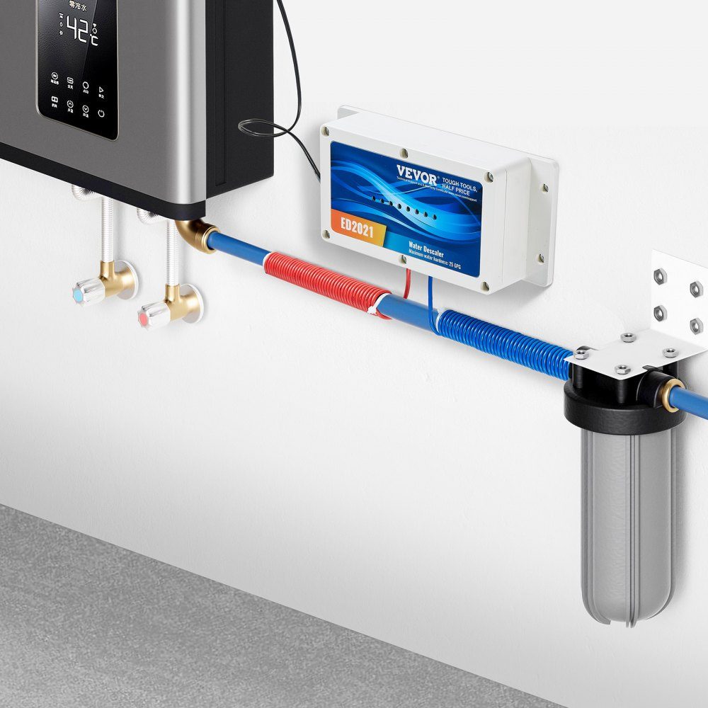 Electronic water descaling system, salt-free whole house descaler, water softener to reduce limescale, for all types of plumbing pipes
