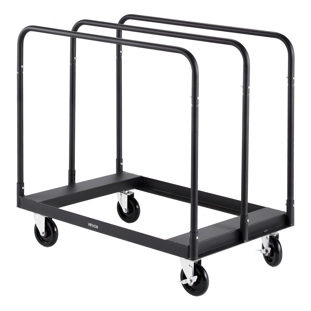 Bordenwagen, 816 kg, transportwagen met 360° zwenkwielen, bordenwagen met sjorband en 3 zijleuningen, bordenwagen, transporthulp voor fabriek, magazijn, garage, zwart, 955x610x935 mm