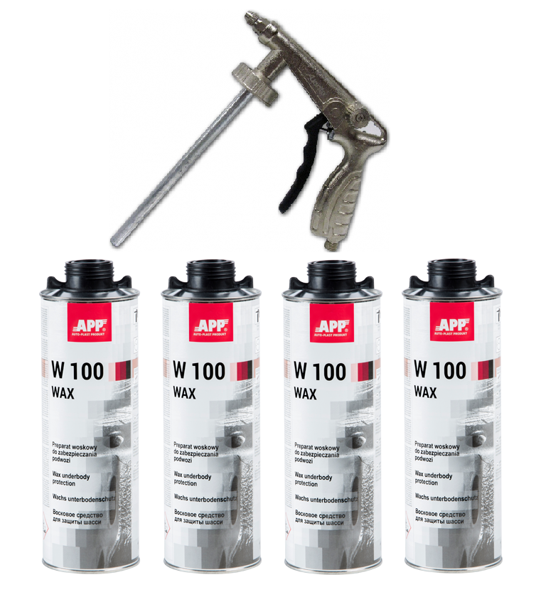 APP ZESTAW W100 CIRE WOSK DO PODWOZIA 4L + PISTOLET - Réf. HT-50791