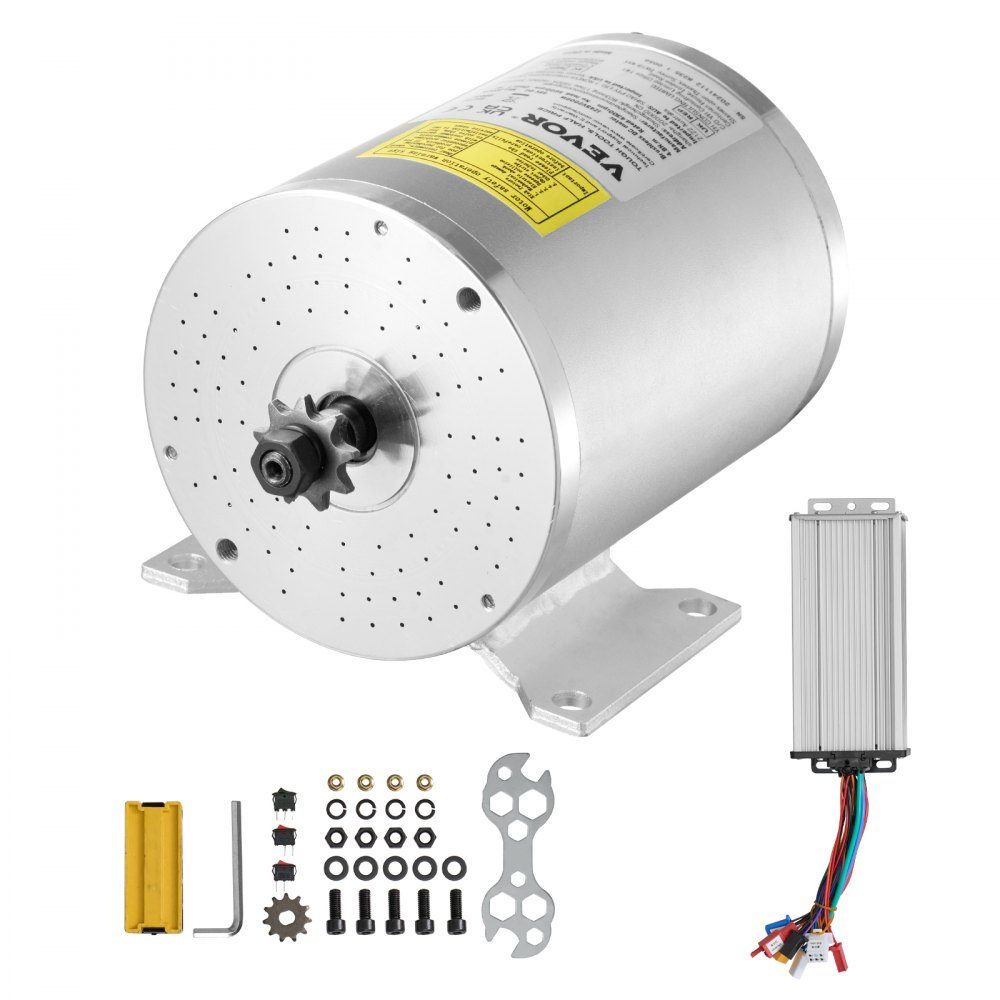 Kit de moteur électrique CC sans balais 2000 W - Moteur électrique 48 V 4300 tr/min 4,8 Nm avec contrôleur de vitesse amélioré, idéal pour les karts, vélos électriques, motos, scooters – Réf. HT-23433