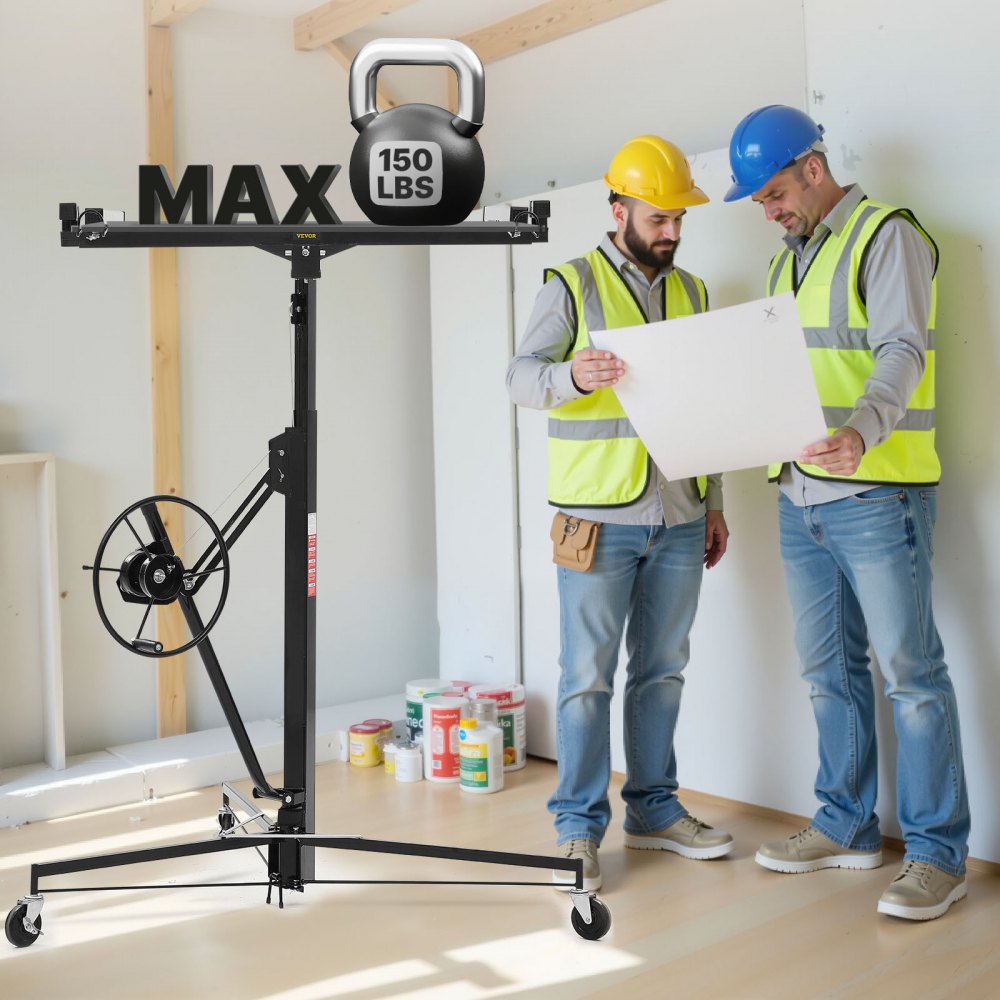 Plattenheber bis max. 68 kg, 3353 mm Höhe, Gipskartonheber mit verstellbarem Teleskoparm, Gipskarton, Trockenbauheber, Plattenheber, Hebezeug, Werkzeug, für Decken- und Wandmontage (schwarz) Plattenheber bis max. 68 kg, 3353 mm Höhe, Gipskartonheber mit verstellbarem Teleskoparm, Gipskarton, Trockenbauheber, Plattenheber, Hebezeug, Werkzeug, für Decken- und Wandmontage (schwarz)