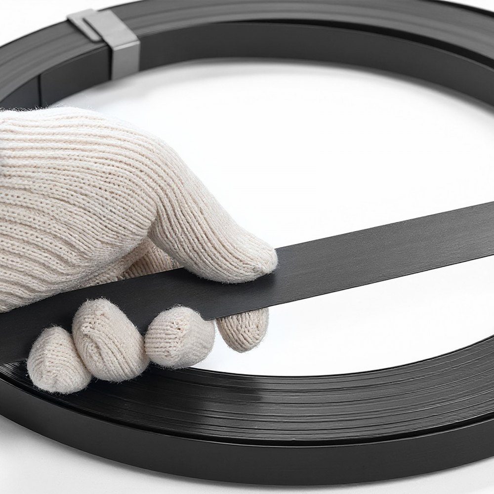 Umreifungsstahlband, 19 mm x 55 mm x 500 m, Verpackungsstahlband, Metallbandrolle, Stahlband, 770 kg Bruchfestigkeit, Stahlband, Hochleistungsbandrolle für Palettenverpackungen