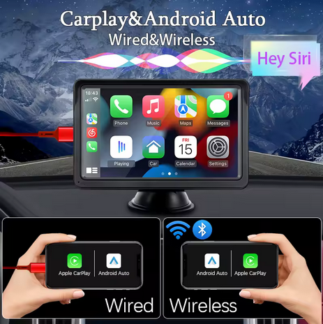 7-Zoll-CarPlay- und Android-Auto-Multimedia-Player – Modell B5300 | Tragbares Autoradio mit Touchscreen