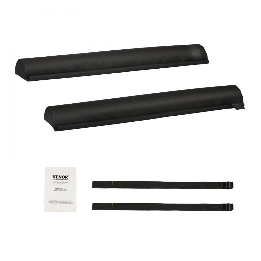 Soft roof rack pads (711 mm) car roof rack pads for various cross bars with 40 kg load capacity, kayak rack with 2 tension straps & Velcro fasteners for SUPs canoes