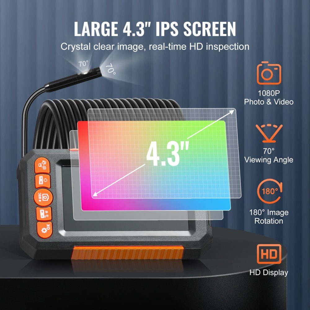 Endoskopkamera Inspektionskamera 1080P Rohrkamera 15m Kabel 10,9cm Display
