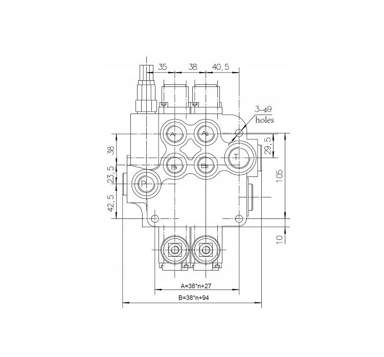Premium-Hydraulikventil 2 SEC 80L 1 SEC FLOATING + Anschluss