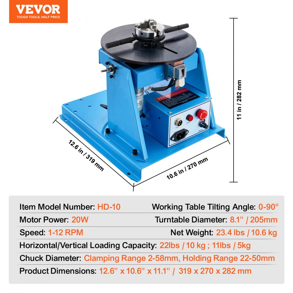 Schweißdrehtisch 20 W Schweißpositionierer 1-12 U/min Manipulator 10 kg (horizontal)/5 kg (vertikal) Drehtisch 0-90° Neigungswinkel K01-63 Dreibackenfutter zum Schneiden, Schleifen, Montieren Schweißdrehtisch 20 W Schweißpositionierer 1-12 U/min Manipulator 10 kg (horizontal)/5 kg (vertikal) Drehtisch 0-90° Neigungswinkel K01-63 Dreibackenfutter zum Schneiden, Schleifen, Montieren