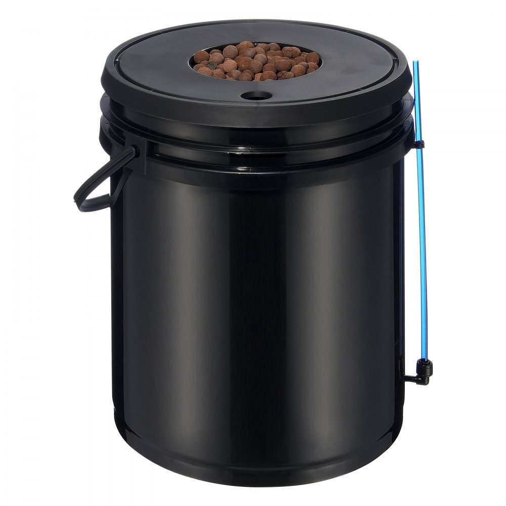 DWC Hydroponics Grow System, Hydroponic Growing System, Deep Water Culture 5 Gallonen 4 Eimer, DWC System mit Luftpumpe, Luftsteinen und Wasserstandsanzeige für Blattgemüse