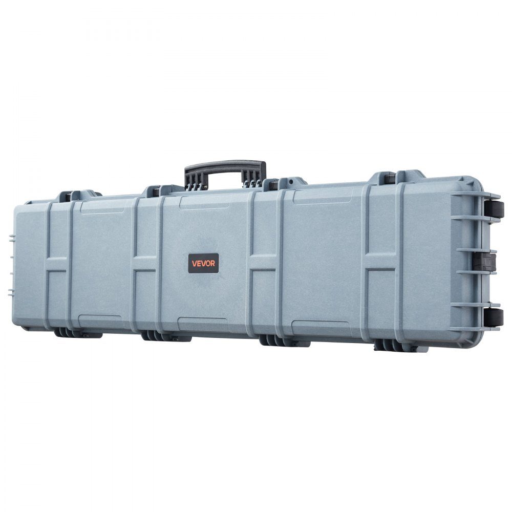 Waffenkoffer mit Hartschale für Langwaffen, abschließbarer Waffenkoffer mit vorgeschnittenem Schaumstoff, Langwaffenkoffer, Waffenaufbewahrung, rollbar, IP67 wasserdicht, 138 x 38,5 x 16,5 cm grau
