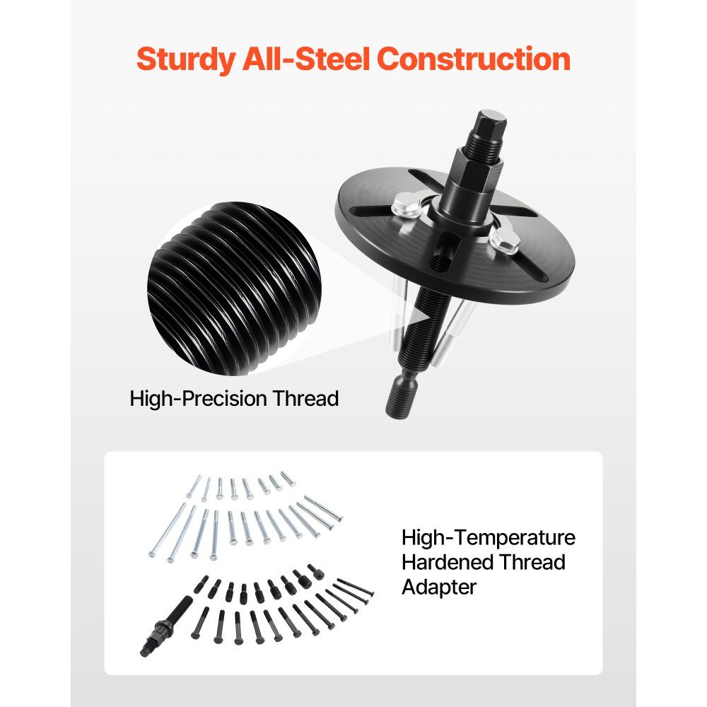 Kit d'outils pour extracteur d'amortisseur de vibrations en acier pour le démontage et l'installation, kit d'outils pour arbres d'équilibrage, volants d'inertie, poulies de vilebrequin, volants