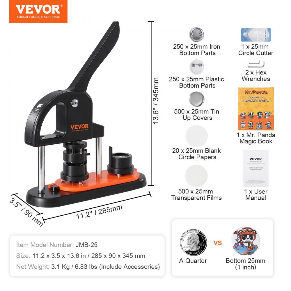Button machine button machine 25 mm 500 pieces. Badge Punch Press, Button Press, DIY Badge Press Machine, Button Badge Maker for Personalized Badges, Including Magic Book