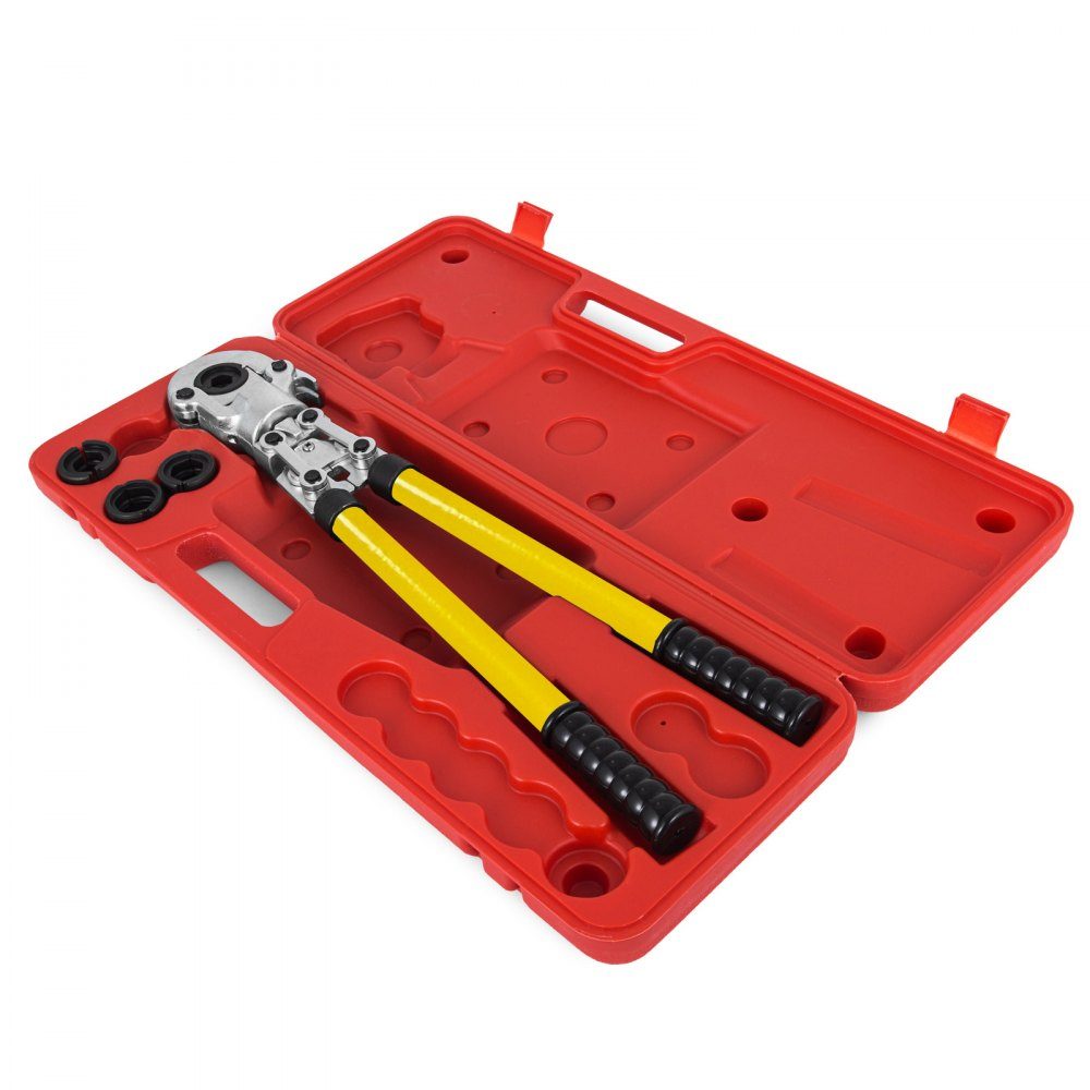Pressing pliers V12, V15, V22, V28, TH16, TH20, TH26, TH32 mm, crimping pliers, pressing pliers with 360° rotating head and ergonomic rubber handle, portable pipe pressing pliers, manual cable lug pliers