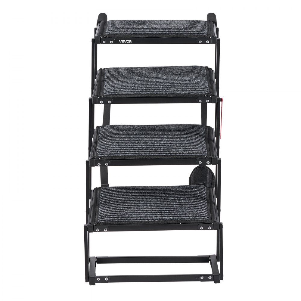 Dog stairs car foldable 4 steps, extra wide dog ramp for large dogs with soft felt carpet, portable entry aid for cars, SUVs, trucks, loft beds, sofas, load capacity up to 90 kg