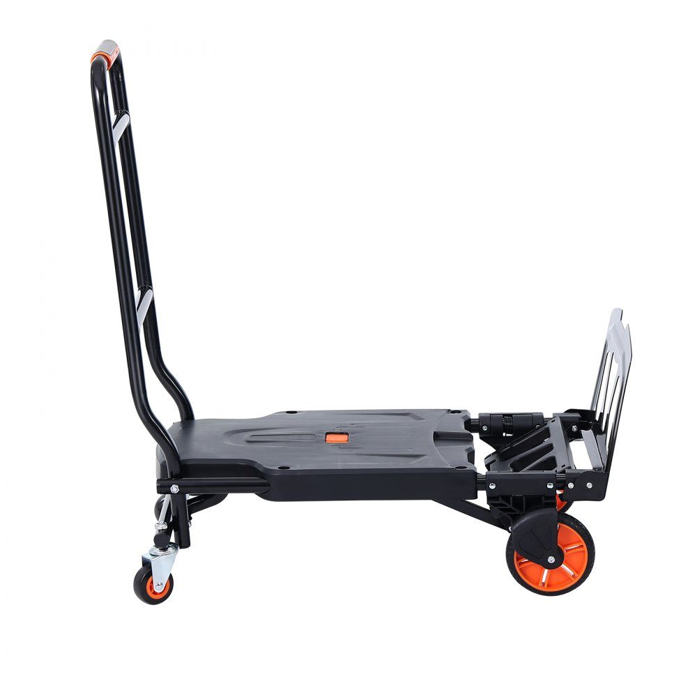 2 in 1 Folding Hand Truck 136kg Load Capacity Transport Trolley Aluminum Alloy Carbon Steel Hand Truck ⇋ Platform trolley for indoor and outdoor loading and transport tasks