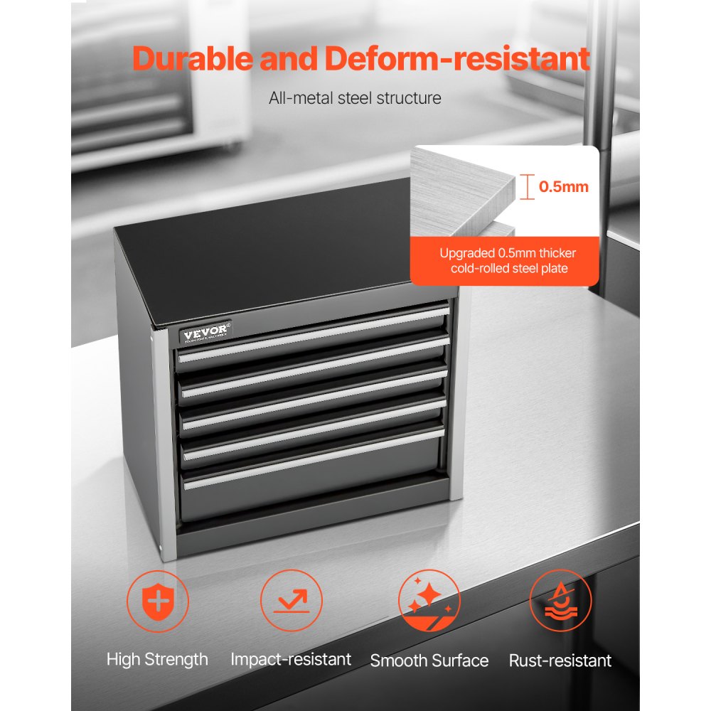Werkzeugkasten 218x118x205 mm, Metall-Werkzeugkasten mit 5 Schubladen, Werkzeugkasten mit EVA-Einsätzen und PP-Fußpolstern, robuster Stahl mit Kugellageröffnung und Pulverbeschichtung, schwarz Werkzeugkasten 218x118x205 mm, Metall-Werkzeugkasten mit 5 Schubladen, Werkzeugkasten mit EVA-Einsätzen und PP-Fußpolstern, robuster Stahl mit Kugellageröffnung und Pulverbeschichtung, schwarz