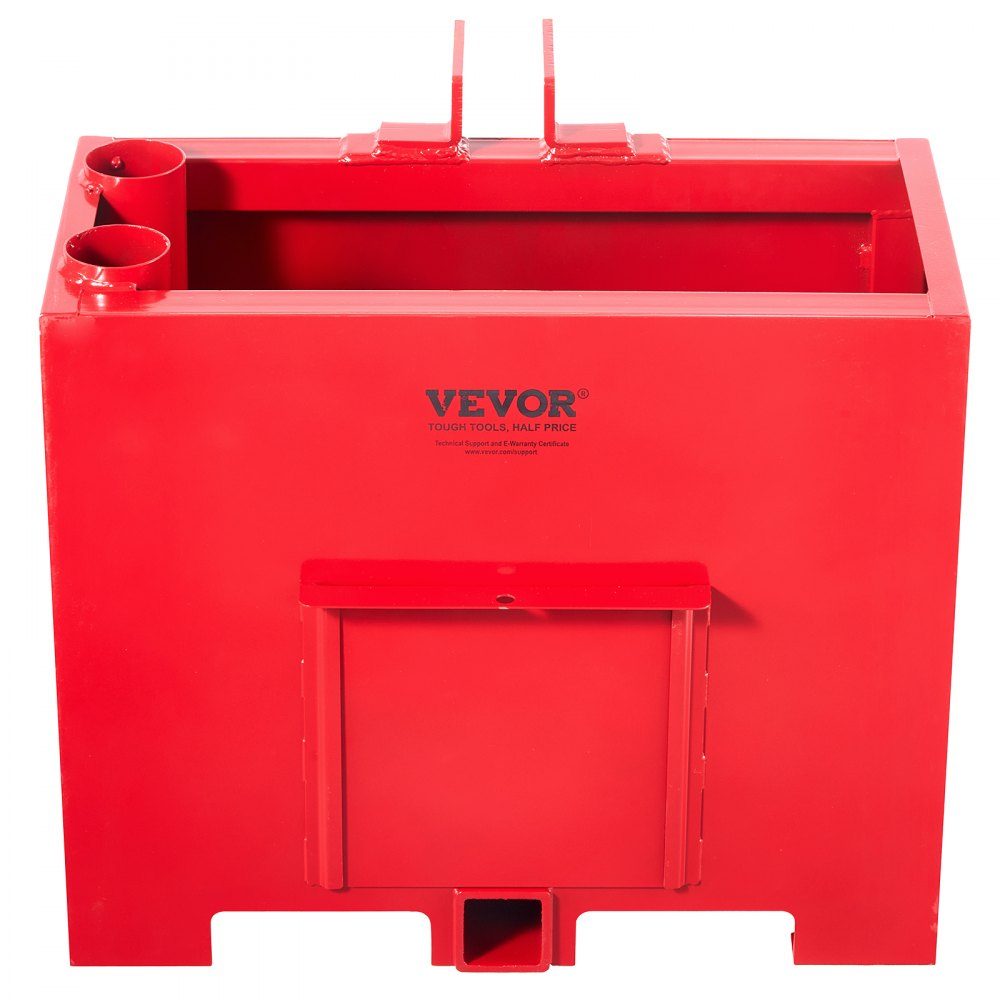 Trailer hitch ballast, 3-point tractor ballast box category 1 with a load capacity of 363 kg, for 5.6 cm trailer hitch, steel large capacity loader attachment with sliding door, red