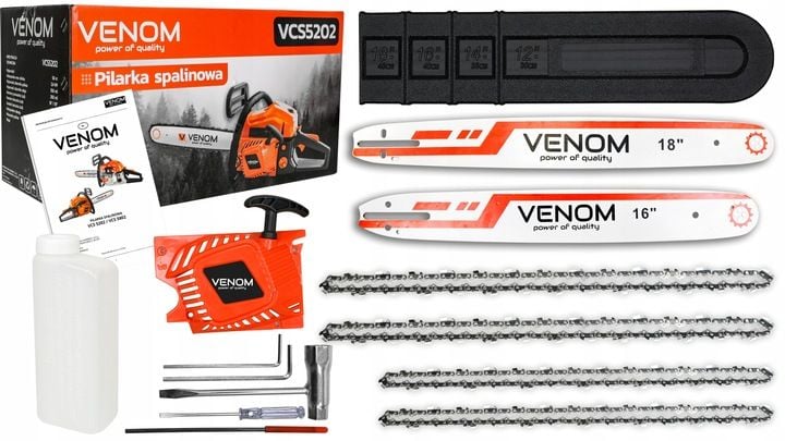 Benzin-Kettensäge 58 ccm – 4× Kette, 2× Schwert 16″ & 18″ (5,9 PS)
